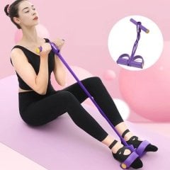 Body Trimmer 4 Lastikli Egzersiz Aleti El Ayak Direnç Yayı Lastiği Mor