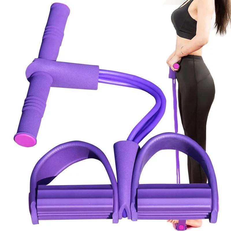 Body Trimmer 4 Lastikli Egzersiz Aleti El Ayak Direnç Yayı Lastiği Mor