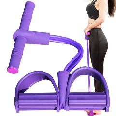 Body Trimmer 4 Lastikli Egzersiz Aleti El Ayak Direnç Yayı Lastiği Mor