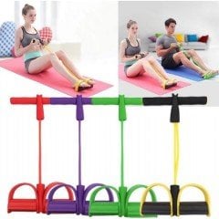 Body Trimmer 4 Lastikli Egzersiz Aleti El Ayak Direnç Yayı Lastiği Pembe