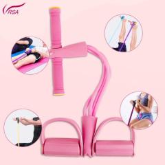 Body Trimmer 4 Lastikli Egzersiz Aleti El Ayak Direnç Yayı Lastiği Pembe