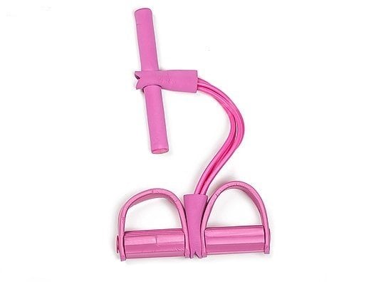 Body Trimmer 4 Lastikli Egzersiz Aleti El Ayak Direnç Yayı Lastiği Pembe