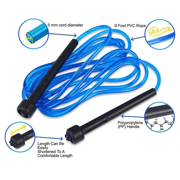 Leyaton Uzunluğu Ayarlanabilir PVC Deluxe Atlama  ipi Mavi