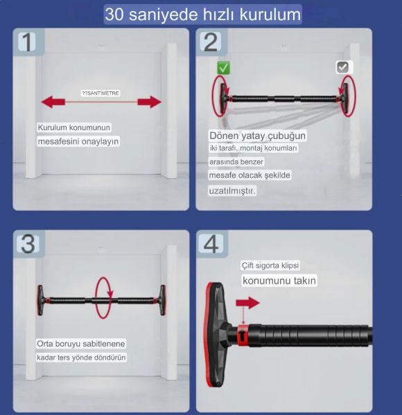Kapı Barı Koridor Barfiksi Yeni Nesil (120-150 CM ) Barfix Spor Aleti Demiri Barfiks Çubuğu