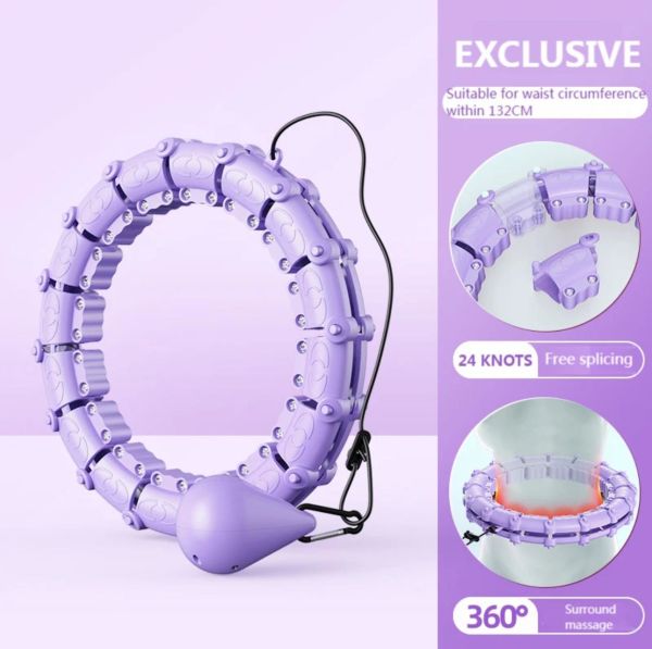 Akıllı Hula Hoop Çemberi 24 Bölüm Parça Fitness Spor Zayıflama Egzersiz Halkası Mor