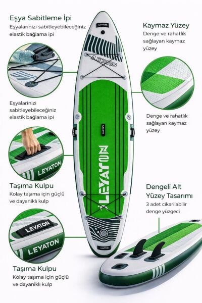 Stand Up Paddle Board 10.6 Inflatable - 320 X 82 X 15cm - Kürek Sörfü (ŞİŞME) Full Paket AS3