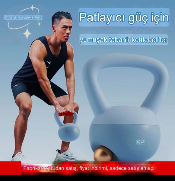 10 Kg Soft Kettlebell Yumuşak Tabanlı Metal Kumlu Ses Yapmaz Darbeye Dayanıklı