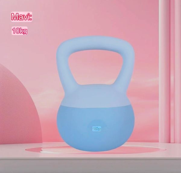 10 Kg Soft Kettlebell Yumuşak Tabanlı Metal Kumlu Ses Yapmaz Darbeye Dayanıklı