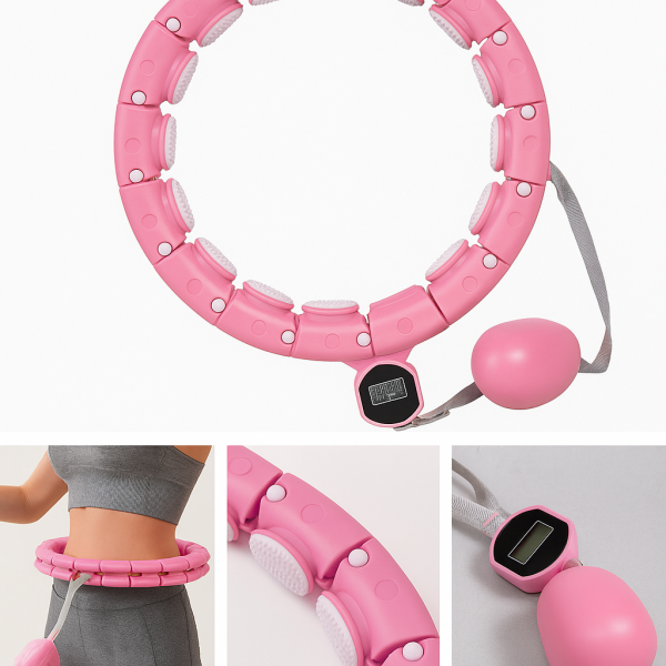 Akıllı Hula Hoop Çemberi 24 Bölüm Parça Mor Renk Fitness Spor Egzersiz Halkası Sayaçlı