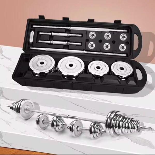 50 kg Çantalı Krom Dambıl Seti Döküm Plaka Ve Bar Seti