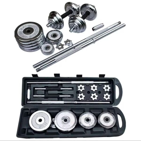 50 kg Çantalı Krom Dambıl Seti Döküm Plaka Ve Bar Seti