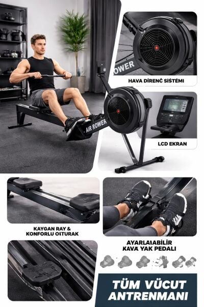 Hava Dirençli Kondisyon Küreği Kürek Çekme Aleti 3968