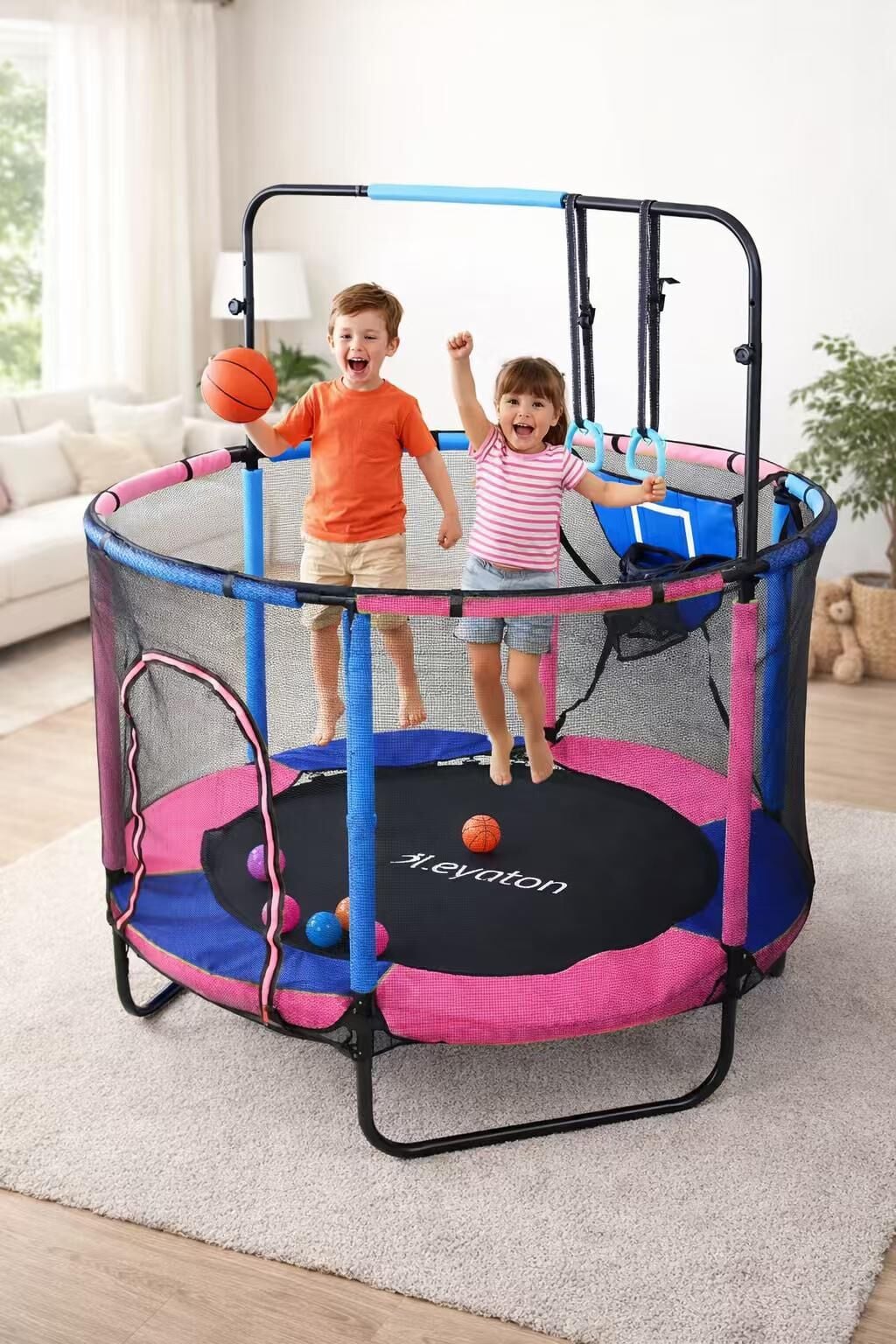 Çocuk Trambolini 150 Cm 60 Inç Güvenlik Fileli Ekstra Hediyeli Büyük Boy 5 Ft